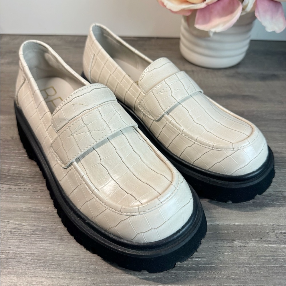 Matisse Laguna Platform Loafers Bone/Cream Croc Embossed faux leather size 8 - Picture 4 of 9